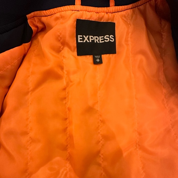 Express Navy Blue Bomber Jack with X stitch detail - Picture 5 of 5